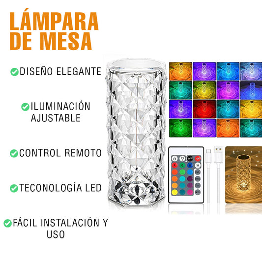 ✨ Lámpara de Mesa tipo Diamante Cristal táctil ✨